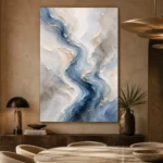 Blue River Flow Fluid Abstract Wall Art Canvas Print - Image 4