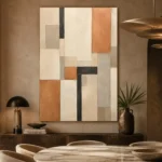 Terracotta Grid Geometric Abstract Wall Art Canvas Print - Image 4