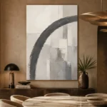 Charcoal Arc Neutral Abstract Wall Art Canvas Print - Image 4