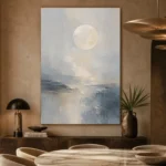 Moonlit Horizon Neutral Abstract Wall Art Canvas Print - Image 4