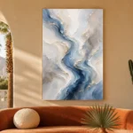 Blue River Flow Fluid Abstract Wall Art Canvas Print - Image 5