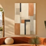 Terracotta Grid Geometric Abstract Wall Art Canvas Print - Image 5