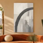 Charcoal Arc Neutral Abstract Wall Art Canvas Print - Image 5