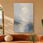 Moonlit Horizon Neutral Abstract Wall Art Canvas Print - Image 5
