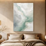 Soft Aqua Flow Fluid Abstract Wall Art Canvas Print - Image 6