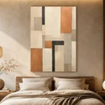 Terracotta Grid Geometric Abstract Wall Art Canvas Print - Image 6
