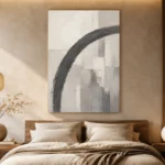 Charcoal Arc Neutral Abstract Wall Art Canvas Print - Image 6