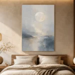 Moonlit Horizon Neutral Abstract Wall Art Canvas Print - Image 6