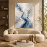 Blue River Flow Fluid Abstract Wall Art Canvas Print - Image 7