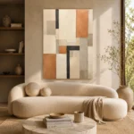 Terracotta Grid Geometric Abstract Wall Art Canvas Print - Image 7