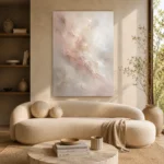 Blush Ivory Neutral Abstract Wall Art Canvas Print - Image 7