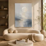 Moonlit Horizon Neutral Abstract Wall Art Canvas Print - Image 7
