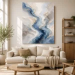 Blue River Flow Fluid Abstract Wall Art Canvas Print - Image 8