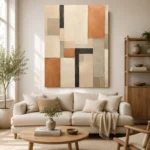 Terracotta Grid Geometric Abstract Wall Art Canvas Print - Image 8