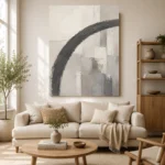 Charcoal Arc Neutral Abstract Wall Art Canvas Print - Image 8