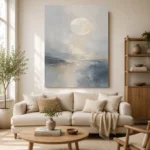 Moonlit Horizon Neutral Abstract Wall Art Canvas Print - Image 8