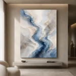 Blue River Flow Fluid Abstract Wall Art Canvas Print - Image 9