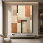 Terracotta Grid Geometric Abstract Wall Art Canvas Print - Image 9