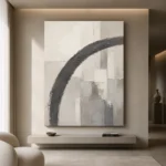 Charcoal Arc Neutral Abstract Wall Art Canvas Print - Image 9
