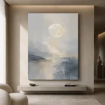 Moonlit Horizon Neutral Abstract Wall Art Canvas Print - Image 9