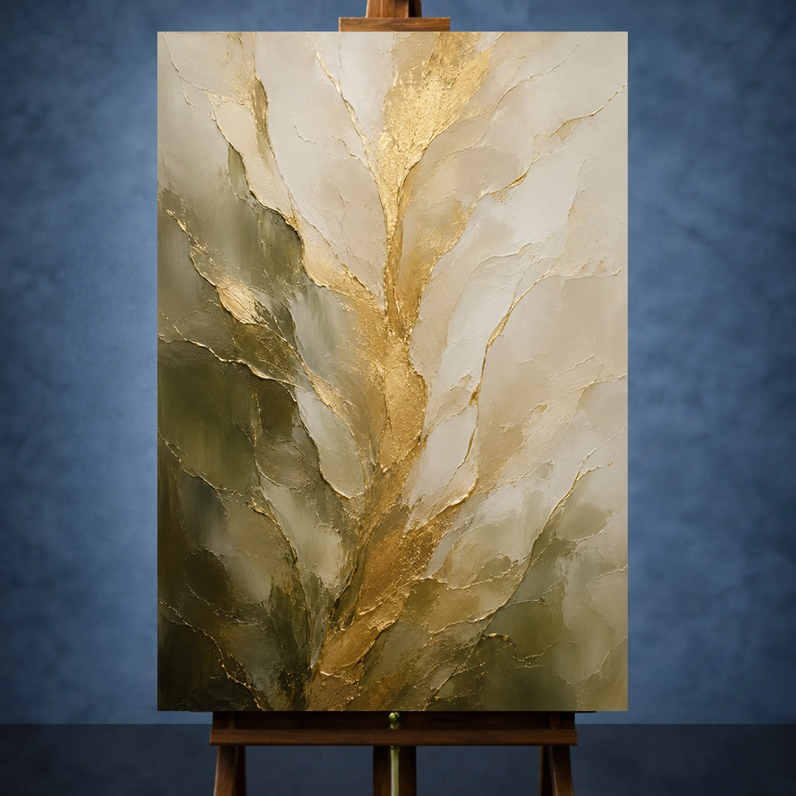 _Dikey MocvkapPinterest artwork_2 Verdant Gilded Bloom Gold Abstract Wall Art Canvas Print - Image 1