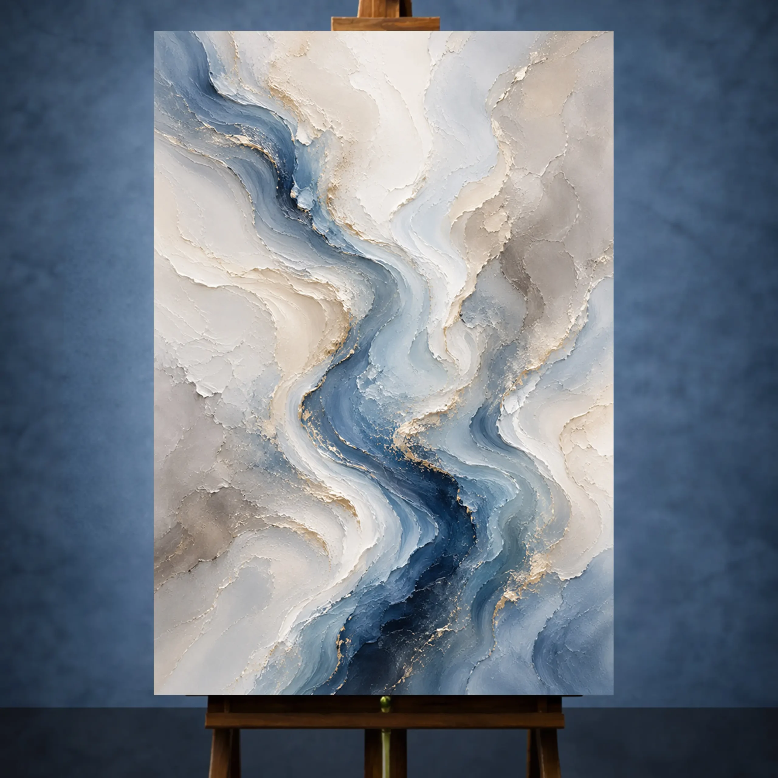 _Dikey MocvkapPinterest artwork_2 Blue River Flow Fluid Abstract Wall Art Canvas Print - Image 1