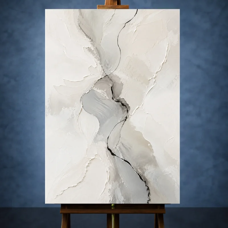 Silver Flow Neutral Abstract Wall Art Canvas Print
