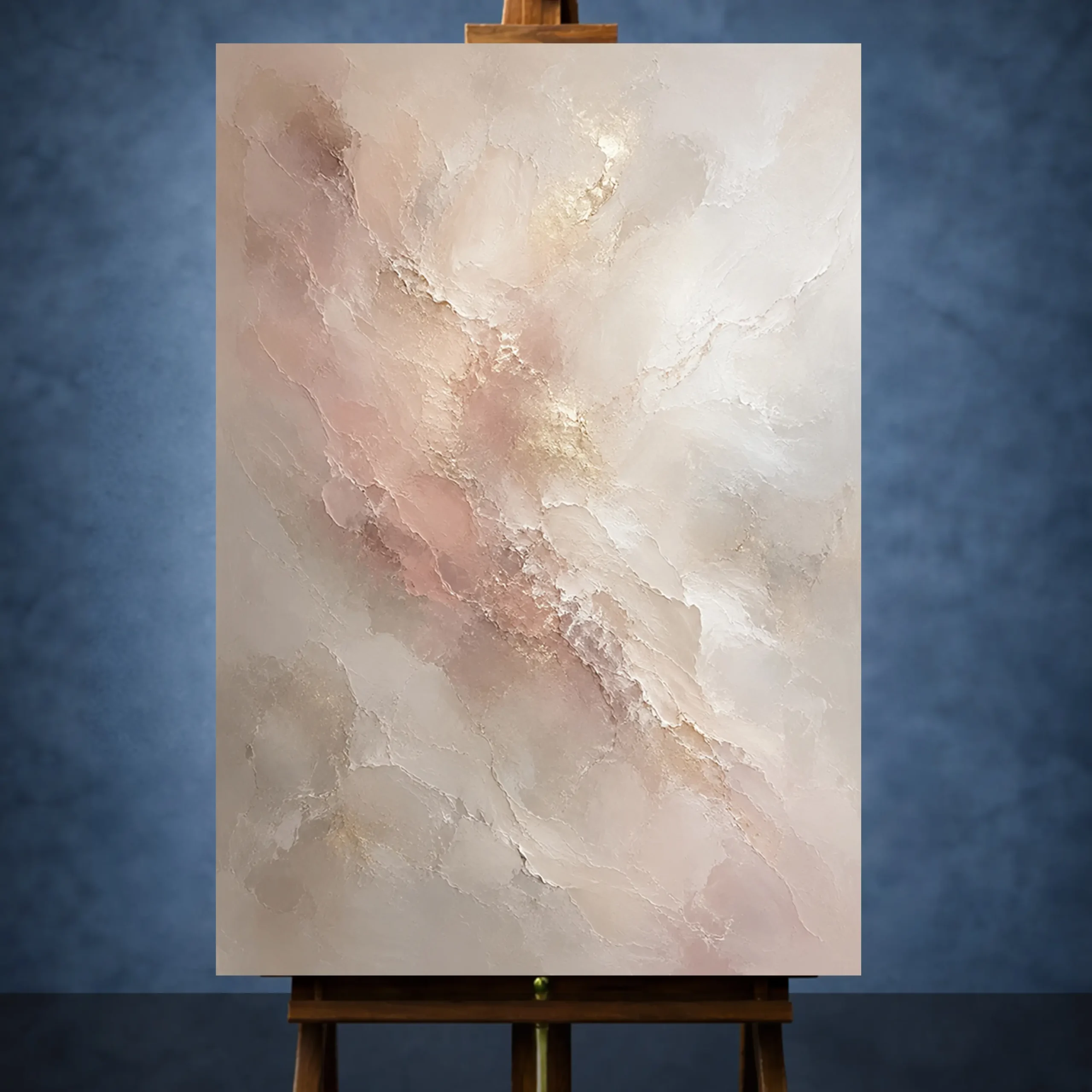 _Dikey MocvkapPinterest artwork_2 Blush Ivory Neutral Abstract Wall Art Canvas Print - Image 1