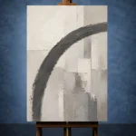 Charcoal Arc Neutral Abstract Wall Art Canvas Print