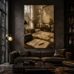 Antique Map Study Office Wall Art Canvas Print - Image 4