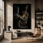Midnight Oud Music Wall Art Canvas Print styled in a refined interior