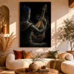 Midnight Oud Music Wall Art Canvas Print showcased in an elegant minimalist interior