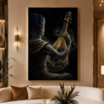 Midnight Oud Music Wall Art Canvas Print displayed in a contemporary gallery-inspired room