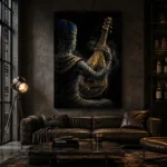Midnight Oud Music Wall Art Canvas Print shown in a warm modern interior