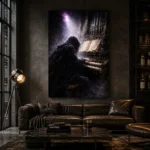 Cathedral Organist Music Wall Art Canvas Print shown in a warm modern interior