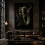 Ornate Tambourine Music Wall Art Canvas Print shown in a warm modern interior