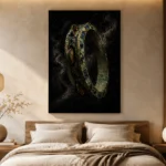 Ornate Tambourine Music Wall Art Canvas Print showcased in an elegant minimalist interior
