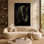 Ornate Tambourine Music Wall Art Canvas Print showcased in an elegant minimalist interior