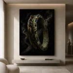 Ornate Tambourine Music Wall Art Canvas Print showcased in an elegant minimalist interior