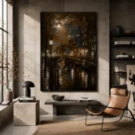 Moonlit Amsterdam Canal Cinematic Cityscapes Canvas Print - Image 2