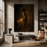 Candlelit Cello Figure Classical Nude Wall Art Canvas Print - Image 2