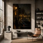 Rainy Canal Noir Movie Wall Art Canvas Print - Image 2