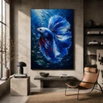 Blue Betta Fish Underwater Wall Art Canvas Print - Image 2