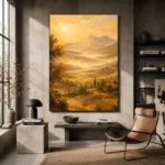 Golden Tuscan Valley Landscape Wall Art Canvas Print - Image 2