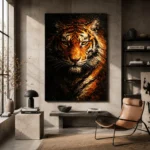 Golden Tiger Animal Wall Art Canvas Print - Image 2