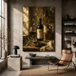 Wine & Olive Still Life Dining Room Wall Art Canvas Print - Image 2