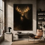 Golden Stag Animal Wall Art Canvas Print - Image 2