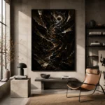 Golden Vortex Abstract Wall Art Canvas Print - Image 2