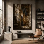 Gothic Cathedral Interior Architecture Wall Art Canvas Print - Image 2