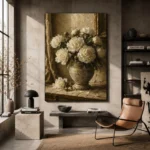 White Peonies Dining Room Wall Art Canvas Print - Image 2